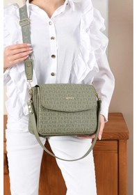 Resim Just Polo Kadın Orijinal Just Polo Baskılı Büyük Boy Şık El Ve Omuz Çantası Shoulder Bag Ebat: 29 X 25 Cm Yeşil 