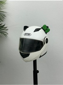 Resim Motor & Motosiklet Yeşil Fiyonklu Siyah Kedi Kulak Kask Dış Aksesuarı Diğer 