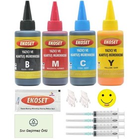 Resim Ekoset HP Uyumlu Mürekkep 4 Renk 4X100 ML 