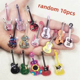 Resim Rastgele 10 adet Karışık Renkli Gitar, Keman ve Ukulele Akrilik Kolye Uçları, DIY Küpe ve Anahtarlıklar, Takı Yapımı Süsler ve Aksesuarlar 