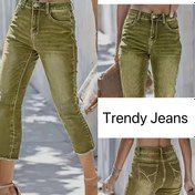 Resim Kadınlar için Yüksek Bel Esnek Skinny Kot Pantolon - 7/8 Uzunluk Karın Kontrollü, Yırtık Kenarlı & Cepli Zeytin Yeşili Orta-Esnek Makinede Yıkanabilir İlkbahar/Sonbahar Günlük ve Şık Kıyafetler İçin, Elastik Bel Jeans, Bahar Sonbahar Giyim, Modaya Uygun Denim, Rahat Kesimli 