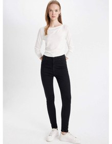 Resim Defacto Rebeca Skinny Fit Normal Bel Bilek Boy Dar Paça Jean Pantolon C7610AX24AUNM40 Siyah 