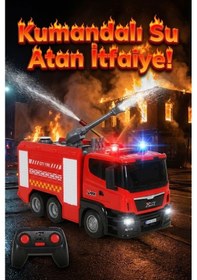 Resim Uzaktan Kumandalı Su Atan İtfaiye Arabası - Şarjlı, Işıklı Ve Sesli Oyuncak Araba 24 Cm Çok Renkli 