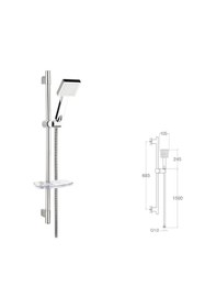 Resim Sürgülü Duş Seti + Kare Krom Kaplı + El Duşu Krom 