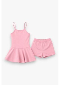 Resim My Kids Wear Kız Çocuk Garson Mayo Elbiseli Şortlu 2 Li Takım 12415 Açık Pembe 