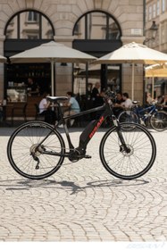 Resim Bisan E-Trekkıng Elektrikli Erkek Şehir Bisikleti 50CM Hd 28 Jant 10 Vites Mat Siyah Kırmızı 