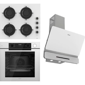 Resim Ferre Steamart-Fryart-Sılentart Serisi Beyaz Set (CS206-FA + QEP64CB +D081-SA) - Emaye Izgara 