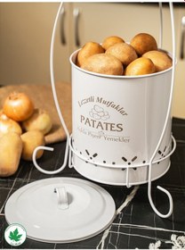 Resim Lin Metal 2 Katlı Metal Patates Soğan Kovası -Beyaz 