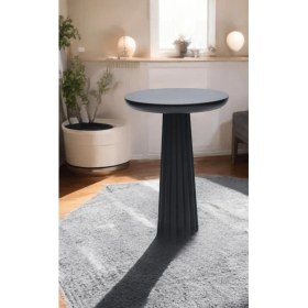 Resim Wood Wooden Ahşap Tekli Mantar Yan Sehpa Modern Siyah Renk Fiskos / Çiçeklik 