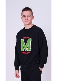 Resim Marions Erkek Çocuk M Harfi İşlemi Sweatshirt-13403-siyah Siyah 