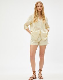 Resim Hakim Yaka Gömlek Keten Karışımlı 