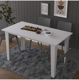 Resim ASRA TREND YM-01 Beyaz Yemek Masası 135x69 cm -%100 MDFLAM, 4-6 Kişilik Minimalist Modern Salon & Mutfak Masası 