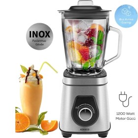 Resim Karaca Inox Paslanmaz Gövde Smoothie BLENDER,1200W 1,5 Litre Cam Hazne Yüksek Gücü ile Yüksek Karıştırma ve Parçalama Performansı Sunar 