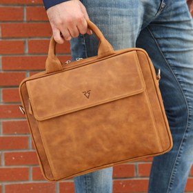Resim ® GERÇEK DERİ LAPTOP ASKILI EVRAK ÇANTASI / 1717 TABA (NATURAL) 