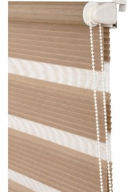 Resim Perdecizade Enxboy Açik Kahverengi Geniş Pliseli Zebra Perde-cocuk Odasi-mutfak-salon-ofis-stor Perde Pz-8002 Renkli 