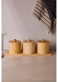 Resim Perotti Pisa 3 Lü Tezgah Üstü Bambu Standlı Baharat Seti 90085 Kahverengi 