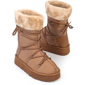 Resim Shoetek Emelıe Kadın Bot Yaka Kürklü Paraşüt Kumaş Taba Taba 