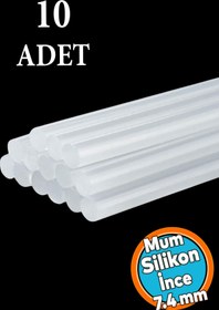 Resim NZB 10 ADET İnce Mum Silikon 7.4 mm Çubuk Sıcak Silikon Hobi Süs Hediyelik Eşya Maket Yapıştırma Slikon 