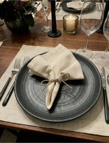 Resim MiniStand Ham Bez Servis Peçetesi 6’lı Set 40x40 cm Naturel Kumaş Masa Sunum Peçetesi, Şık Sofra Aksesuarı 