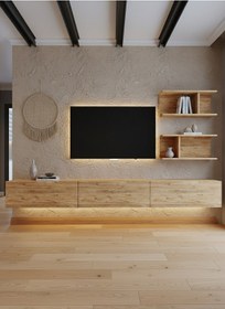 Resim Resital Ledli Duvara Monte Tv Sehpası - Çam - W6012-6 Çam 