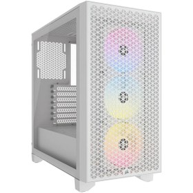 Resim Corsair CC-9011256-WW iCUE 3000D 3xAR120 RGB AIRFLOW Temperli Cam Mid-Tower Beyaz Gaming Kasa 