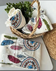 Resim Desenli Beyaz Peştemal %100 Pamuk 100x200 Cm Plaj Ve Banyo Havlusu Çok Renkli 