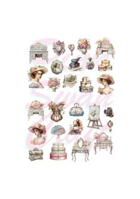 Resim Vintage Aksesuarlar Etiket Seti, Bullet Journal, Scrapbook, Planlayıcı, Ajanda, Sticker Seti Diğer 