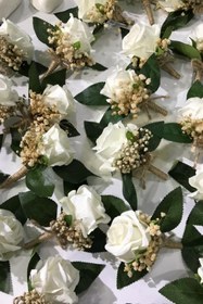 Resim Limelia Damat Çiçeği - Sağdıç Çiçeği - Yaka Çiçeği Kadife Beyaz Gül 10 Adet 