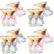 Resim 20/40/100 adet Martini Bardağı Şeklinde Peçeteler Pembe & Siyah Fiyonklu - 2 Katlı Kağıt İçecek Peçeteleri Prenses Doğum Günü, Bekarlığa Veda Partisi İkramları, Kahve Martini Bar Süslemeleri, Kokteyl Peçeteleri, Zarif Peçeteler, Dekoratif Peçeteler 