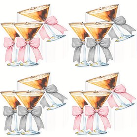 Resim 20/40/100 adet Martini Bardağı Şeklinde Peçeteler Pembe & Siyah Fiyonklu - 2 Katlı Kağıt İçecek Peçeteleri Prenses Doğum Günü, Bekarlığa Veda Partisi İkramları, Kahve Martini Bar Süslemeleri, Kokteyl Peçeteleri, Zarif Peçeteler, Dekoratif Peçeteler 