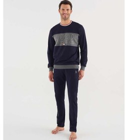 Resim U.s Polo Assn 18616 Erkek Antrasit Melanj Pijama Takım 001 