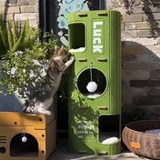 Resim 3 Katlı Kedi Ağacı & Mağara Evi, Doğal İştahlar İçin Keçe Malzemeli Çok Fonksiyonlu Tırmanma Çerçevesi ve Yatak Yuvası, Geniş Delikli Havalandırma, Seçenekli Tırmalama Direkleri, Çoklu Kediler için Yer Tasarruflu Sökülebilir Tasarım | Kedi Merdiveni | Pençe Direği | Çok Seviyeli Kedi Yatağı 