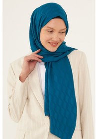 Resim Mirsoy Scarf Dalga Desen İpeksi Jakar Şal - İndigo İndigo 
