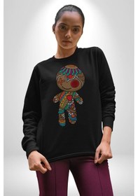 Resim Voofoo Bebeği Doll Doldurulmuş Bebek Unisex Siyah Baskılı Sweatshirt Siyah 