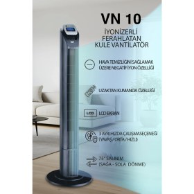 Resim Dijitsu VN10 Kule Tipi Vantilatör 50 W Negatif İyon Özelliği ile Hava Temizliği Sağlar 