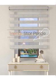 Resim Gri Bambu Etek Dilimsiz Zebra Stor Güneşlik Perde Gri 