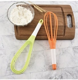 Resim Silikon Saplı 2 İşlevli Çırpıcı Balon Ve Düz Turuncu 