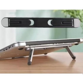 Resim Büro Ev Ofis Bilgisayarı İçin Siyah Yapışkanlı 2 Kademe Katlanan Notebook Standı 