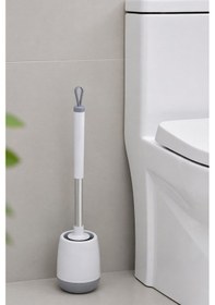 Resim Silikon Klozet Ve Wc Fırçası - Paslanmaz Alüminyum Sap - Vidasız Duvar Askılı Güçlü Yapışkan 