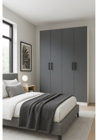Resim Modern 4 Kapaklı Gardırop Antrasit 