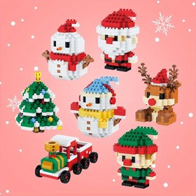 Resim 2 adet Minyatür Noel Karakteri Yapı Blokları Oyuncak Seti, Noel Baba, Noel Elf, Noel Treni, Kar Adamı, Noel Ağacı, Geyik, Mini Noel Teması Kendin Yap Montaj Oyuncak, Noel Hediyeleri 