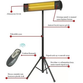 Resim MirKraft Grade 2500 W Ayaklı Karbon Infrared Isıtıcı 