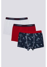 Resim U.S. Polo Assn Stripe Detail Lacivert Erkek Çocuk 3'lü Boxer Lacivert 