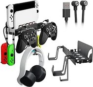 Resim BGGCHEECA Nintendo Switch ve Switch OLED ile Uyumlu GA-M Duvar Montajı, 5 Oyun Kartı Tutacağı, Kulaklık Tutucu ve 4 Joy Con Askı ile Metal Duvara Montaj Standı. (Siyah) 