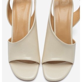 Resim Luvishoes Zyra Ekru Cilt Kadın Dolgu Topuklu Ayakkabı 