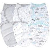 Resim Suofeng Yumuşak Pamuklu 3'lü Bebek Kundağı Seti - Bulut Desenli Yenidoğan Uyku Örtüsü Diğer Çok Renkli 