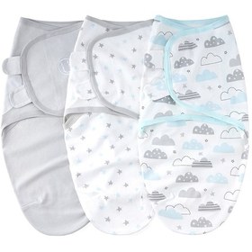 Resim Suofeng Yumuşak Pamuklu 3'lü Bebek Kundağı Seti - Bulut Desenli Yenidoğan Uyku Örtüsü Diğer Çok Renkli 