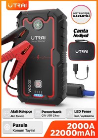 Resim UTRAI Jstar One 22000mah 2000a Jump Starter Taşınabilir Akü Takviye Cihazı (ÇANTA PUSULA POWERBANK) 