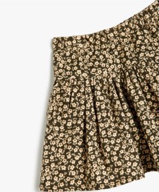 Resim Koton Çiçekli Pazen Etek Pileli Beli Lastikli Pamuklu Yeşil Desenli 5wmg70008aw Yeşil 