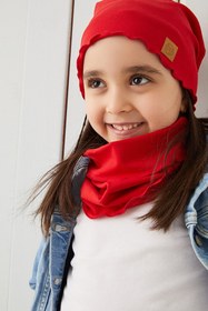 Resim Babygiz Kırmızı Kız Çocuk Bebek Şapka Bere Yumuşak %100 Pamuklu Penye Trend Seri 